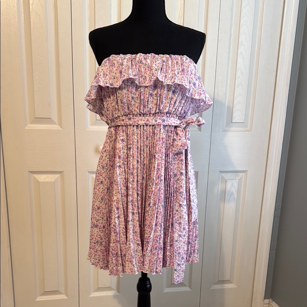 Pink Off-Shoulder Ruffled Dress